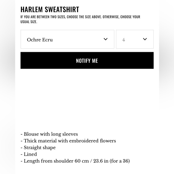 SEZANE -  NWT RARE Harlem Sweatshirt. Lined. Perfect condition. Size 4 - Picture 13 of 14